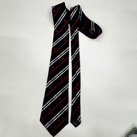 Burberry Vintage Striped Silk Tie – Black, Red & White - Picture 1 of 4